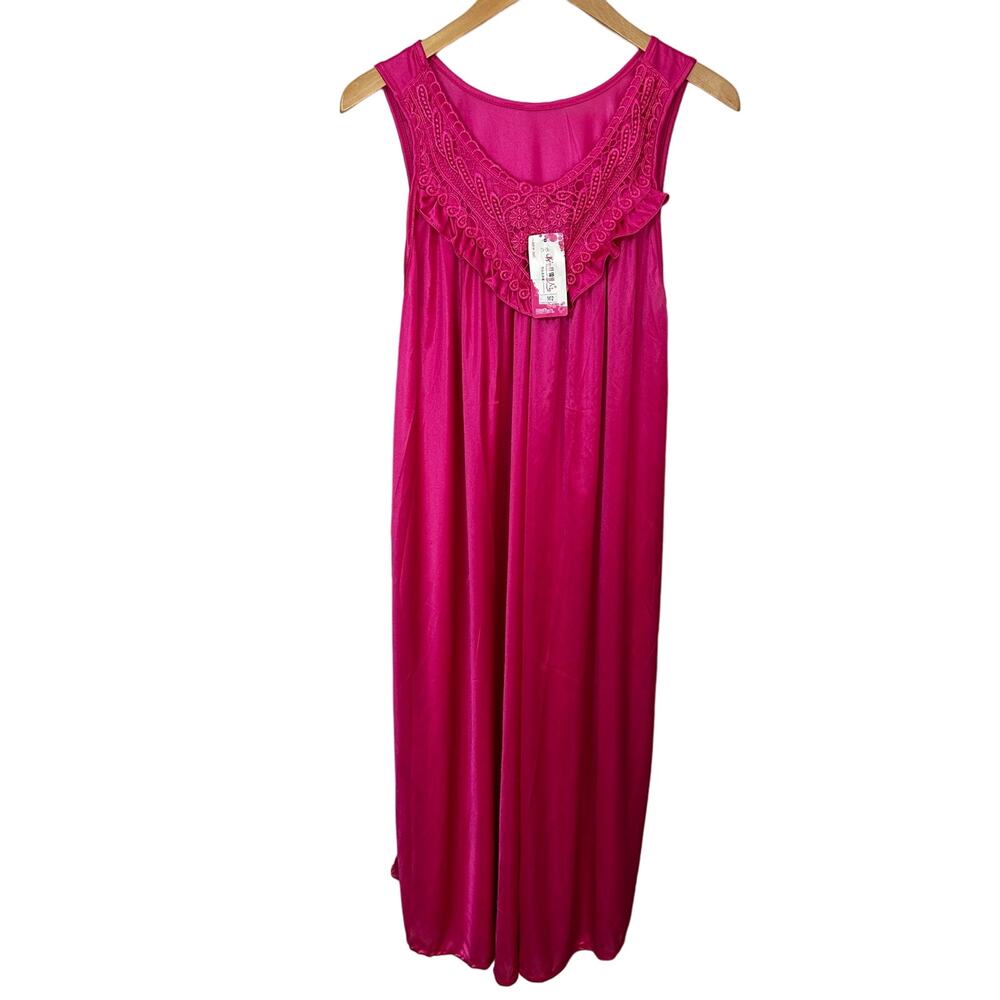 VTG. Sleeveless Nightgown Nightdress Satin‎ Sleepwear Sexy Nightwear Hot Pink
